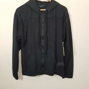 Trina Turk Black Mesh Zip-Up Hoodie